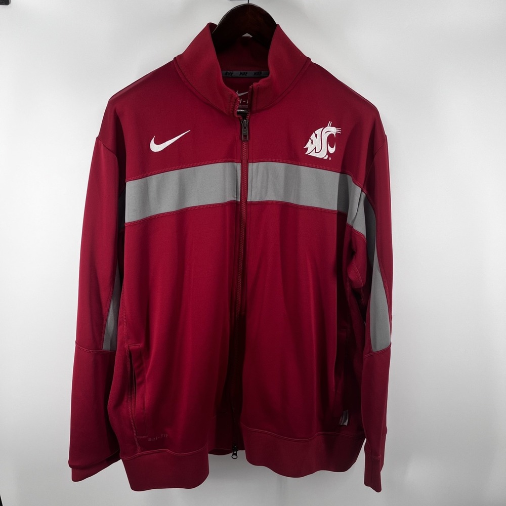 Washington State Cougars Jacket Mens Red Dri Fit Full Zip‎ Nike NCAA Football